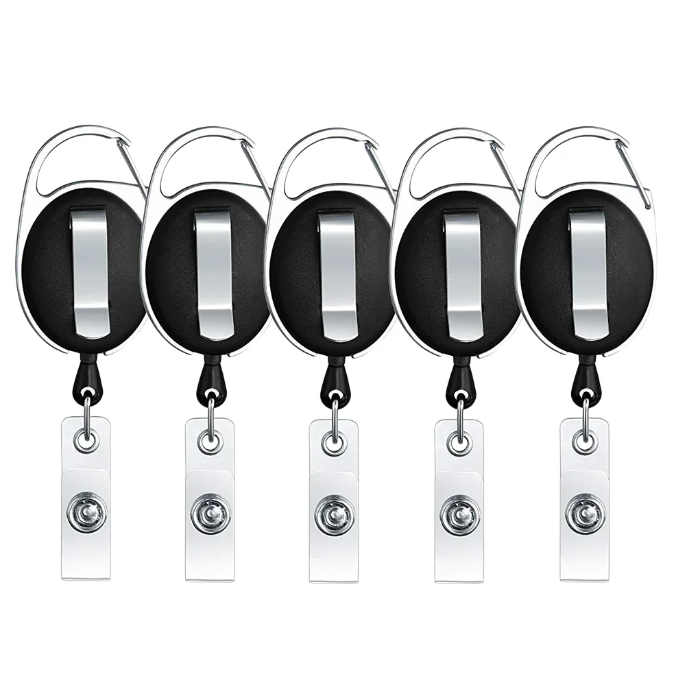 

5 Pcs Tools Recoil Carabiner Retractable Key Chain Badge Outdoor EDC Keychain