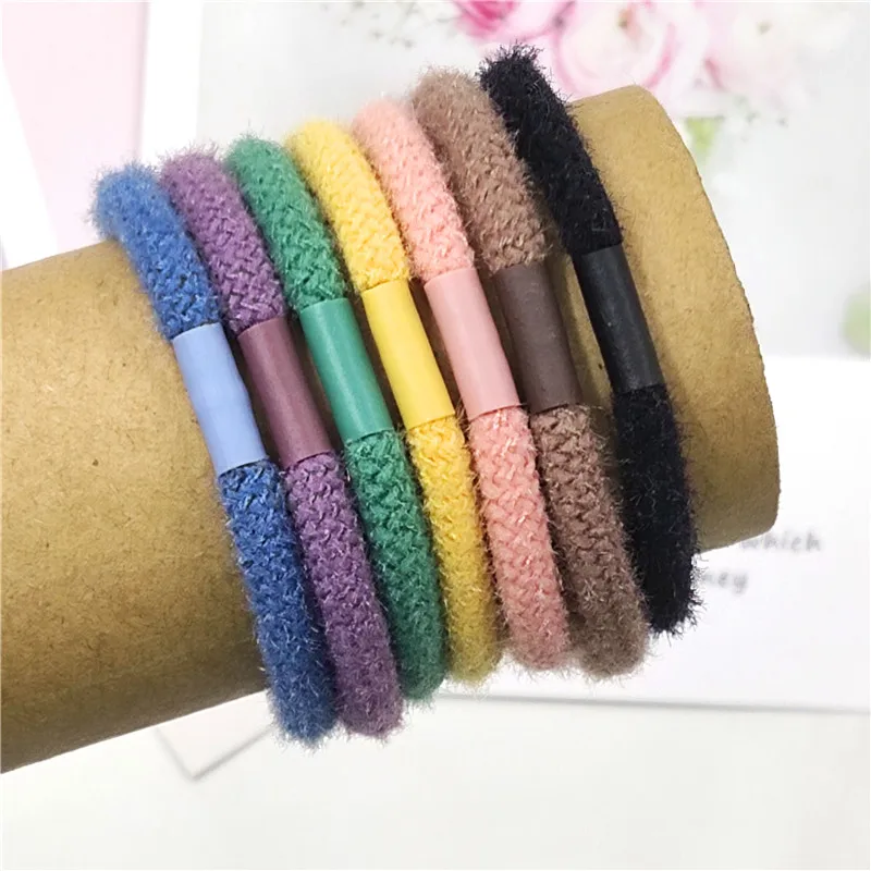 

12PCS/LOT Candy Solid 7 Color Elastic Hair Bands For Girls Seasons Simplicity High Elasticity Kids Hair Accessories For Women
