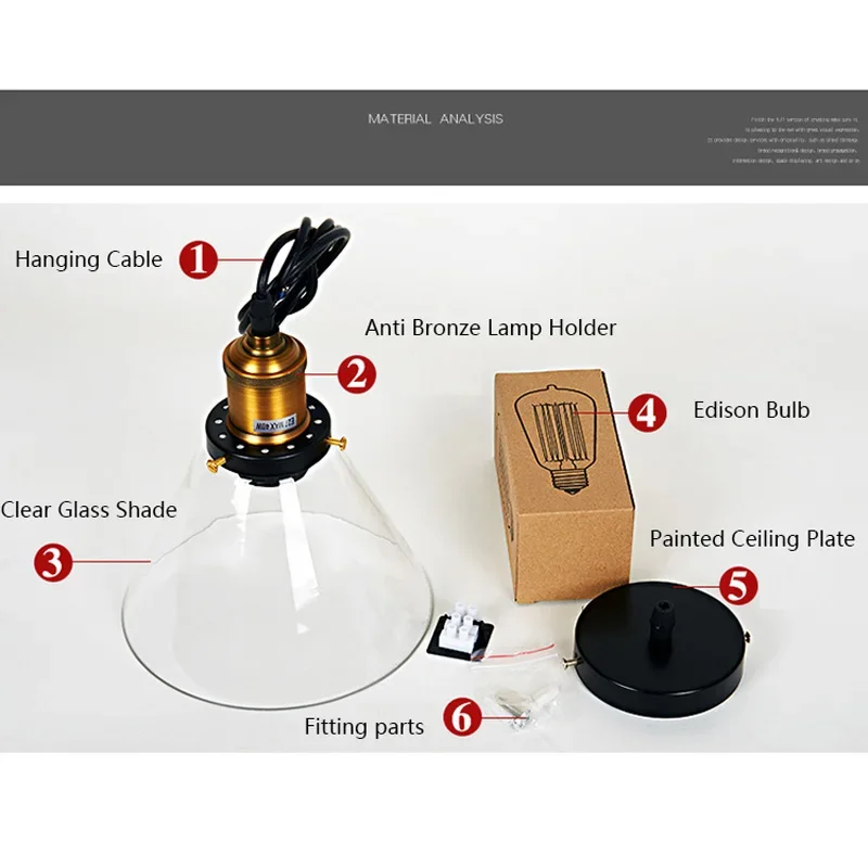 Лофт Винтаж Подвесные Светильники Стеклянные Промышленные Металлические Ретро