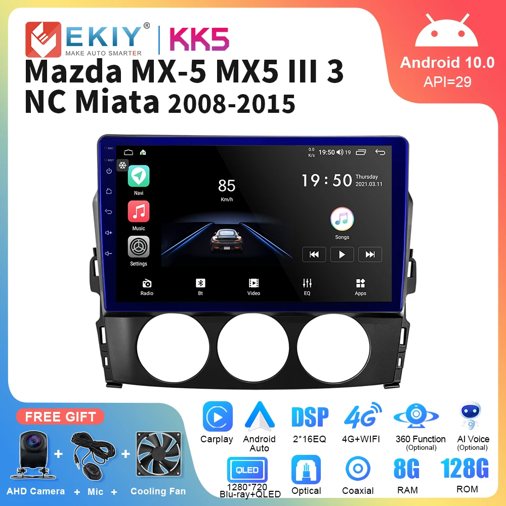 

EKIY KK5 QLED Car Radio Android For Mazda MX-5 MX5 III 3 NC Miata 2008-2015 Multimedia Video Player Auto Navigation GPS 2din DVD