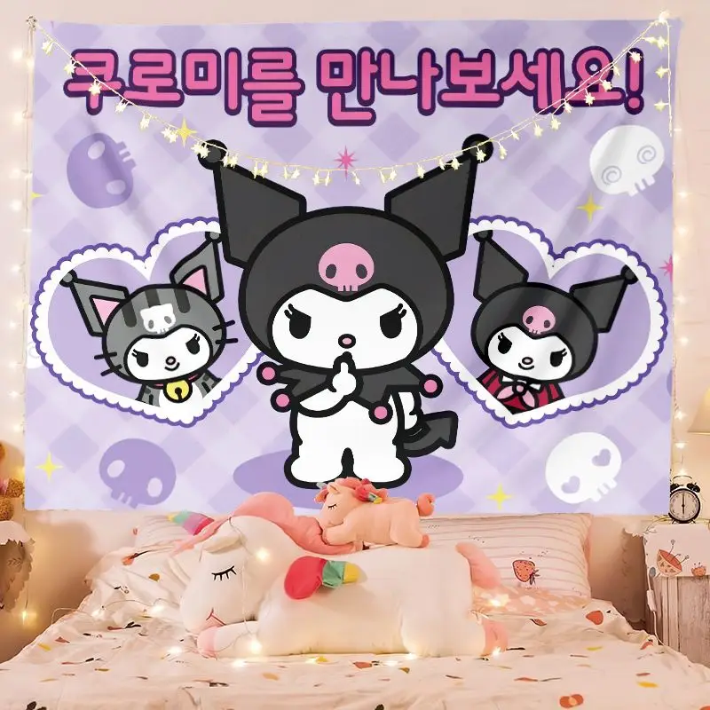 Sanrio Kuromi мультфильм взрыв настенная ткань фон мелодия распространенный стол