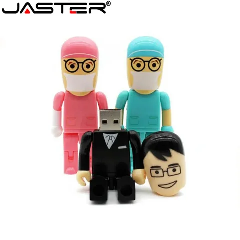 USB флэш-накопитель JASTER, мини-врач-медсестра, Подарочная мультяшная Флешка 4 ГБ/8 ГБ/16 ГБ/32 ГБ/64 ГБ, u-диск