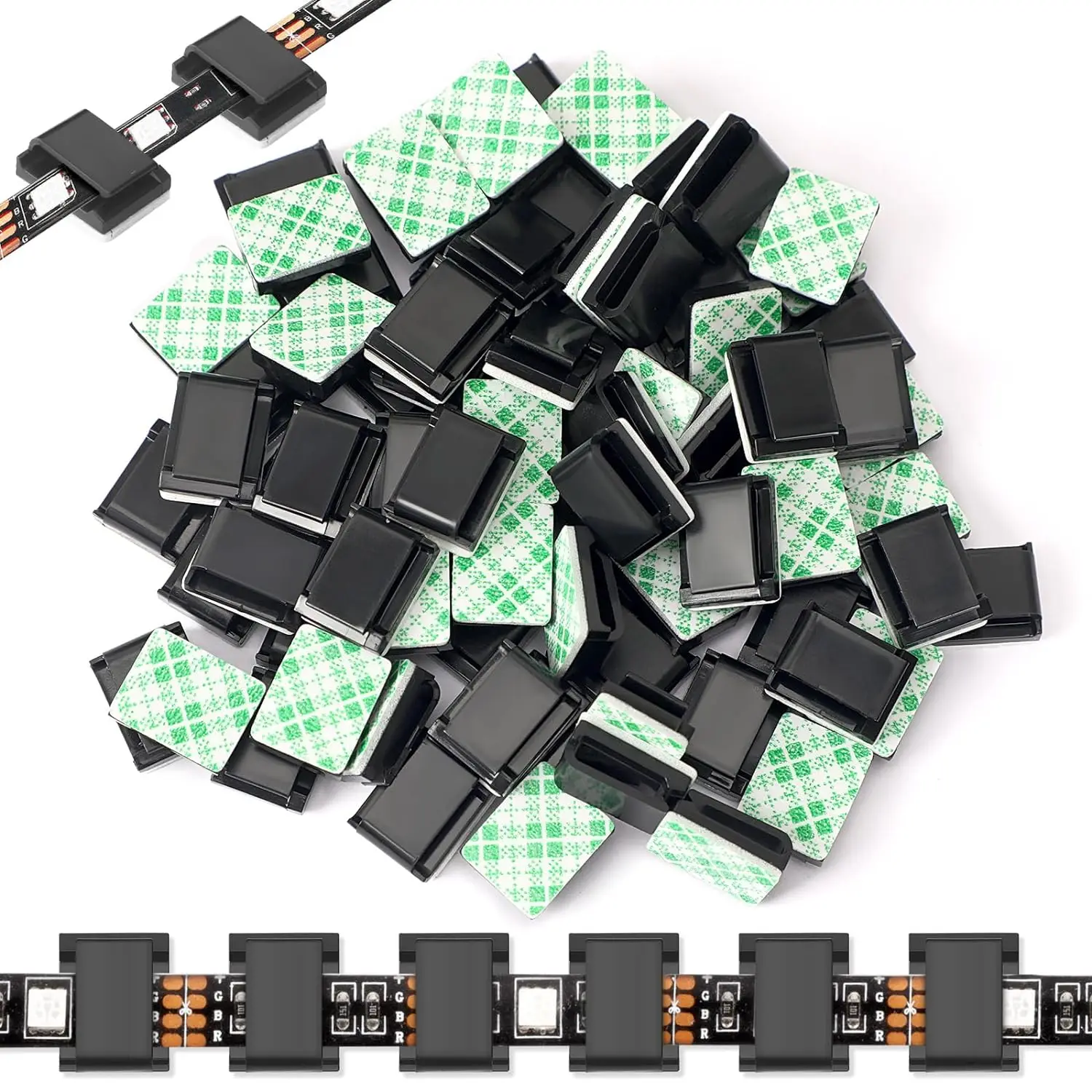 Монтажные зажимы для светодиодной ленты, разъем, самоклеящаяся лента, кронштейны, держатель, 100 шт., для зажима для фиксации света 8 мм/10 мм