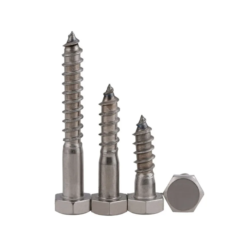 304 Stainless Steel Hexagon Head Self Tapping Screw DIN571 External Hex Head Cap Tapping Large Long Wood Screw M6M8M10 3pcs