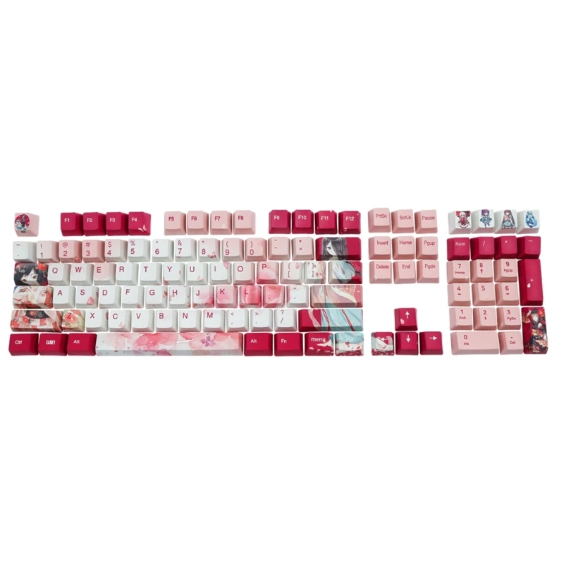 

Набор колпачков для клавиш PBT с 108 клавишами, новинка, колпачок для клавиш с персиковым цветком, OEM профиль, игровая механическая клавиатура для ПК, прочная цветная подставка PBT