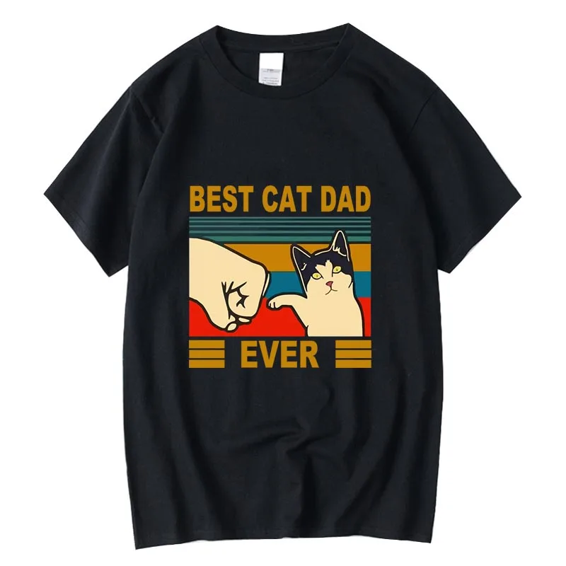 XIN YI Men's T-shirt High Quality 100% cotton tshirts Funny design BEST CAT DAD printing casual loose o-neck t-shirt male tops