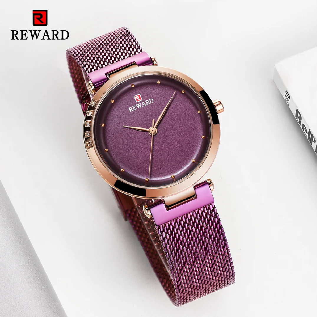 REWARD Watches Women Fashion Simple Watch Reloj Mujer 2021Ultra-thin Stainless Steel Strap Quartz Watch Best Gifts For Ladies