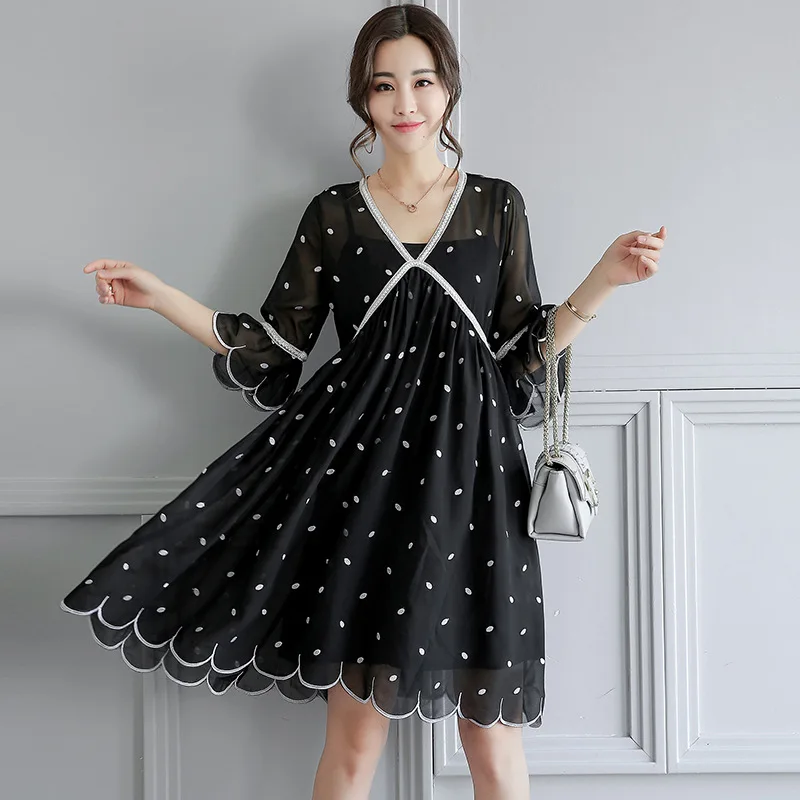 

Maternity Dresses Pregnant Dress Casual Half Sleeve Loose Chiffon Pregnancy Clothes Embroidery Plus Size Ruffle Maternity Gown