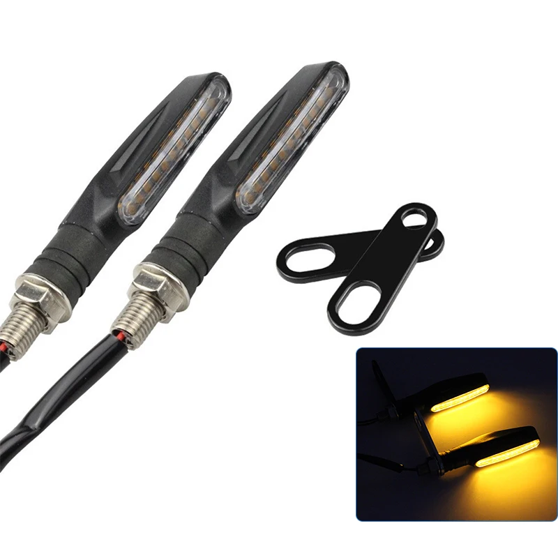 

Светильник светодиодный указатель поворота для мотоцикла, водонепроницаемый желтый индикатор поворота, задний фонарь, аксессуары с кроншт...