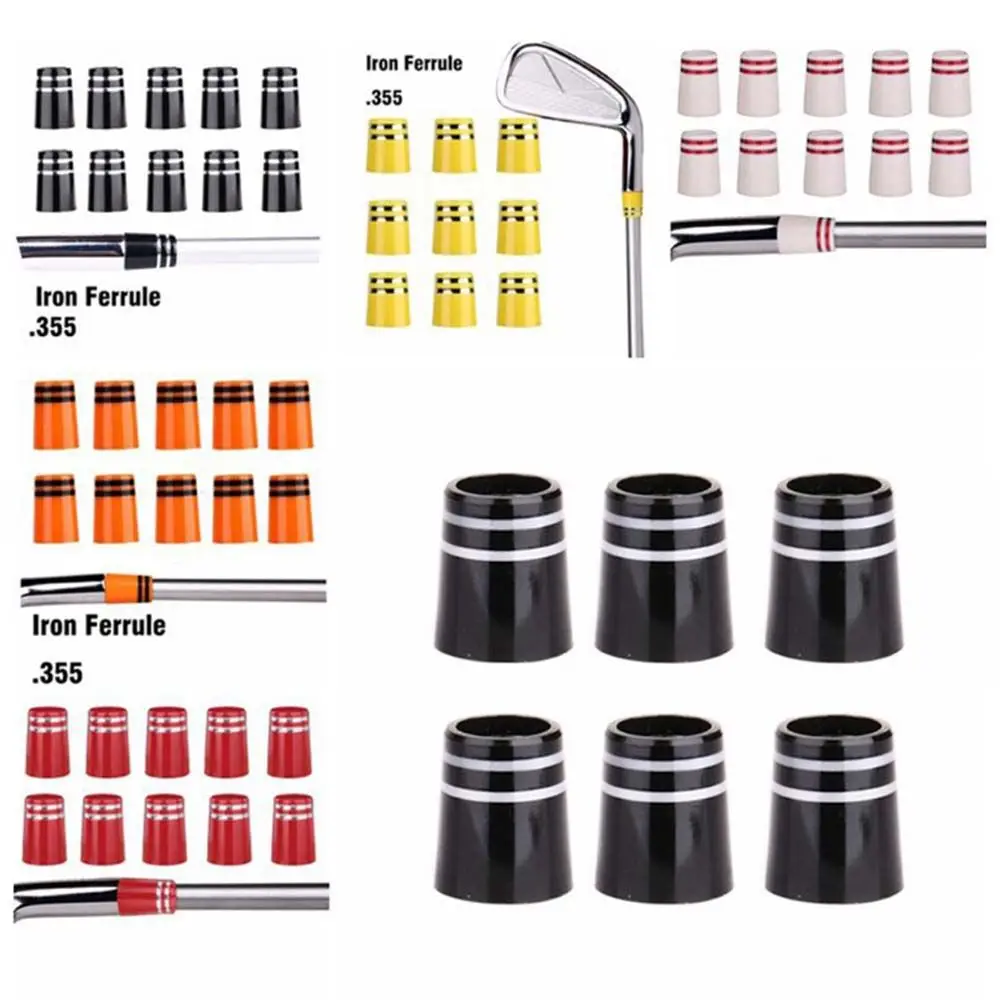 

10 Pcs Rubber Golf Ferrules Replacement 0355 Double Silver Ring Tapered Ferrule for Taper Tip Tapered Iron Shaft