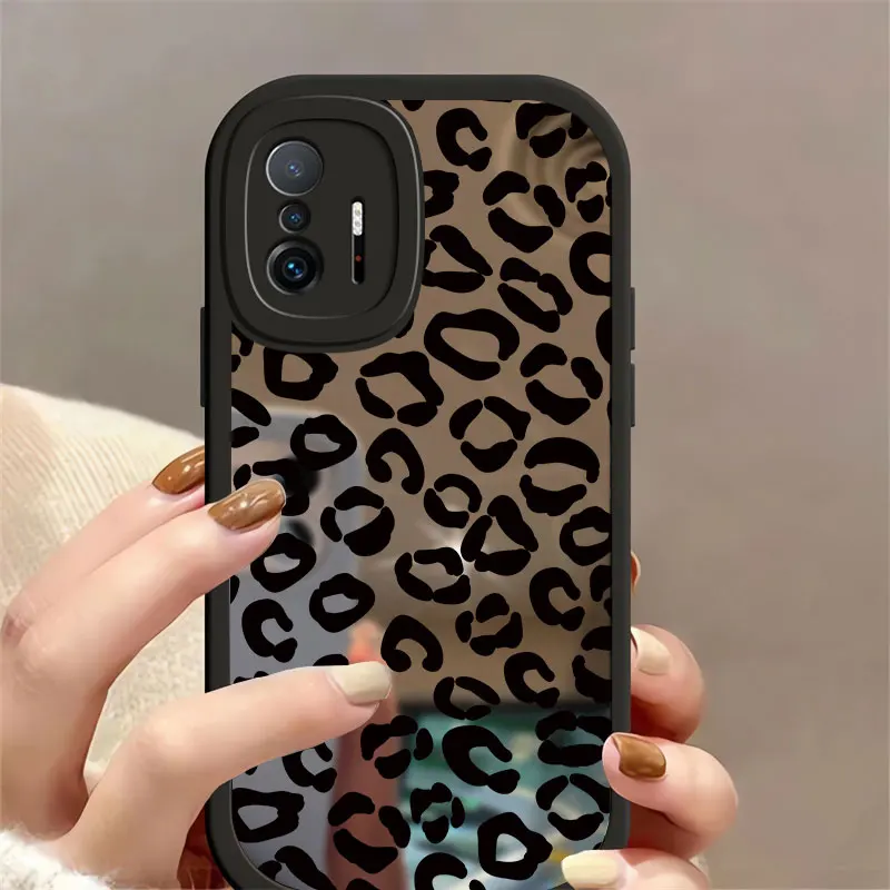 Зеркальный чехол для макияжа Mi 12 Lite 12X 12S Pro Модный с леопардовым рисунком Xiaomi 11T 10T