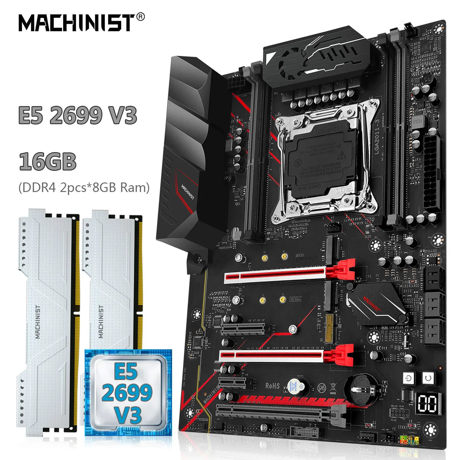 

MACHINIST X99 материнская плата Combo Xeon 2699 V3 CPU kit LGA 2011-3 DDR4 16 Гб ОЗУ 2666 МГц память NVME M.2 WIFI четырехканальный MR9A PRO