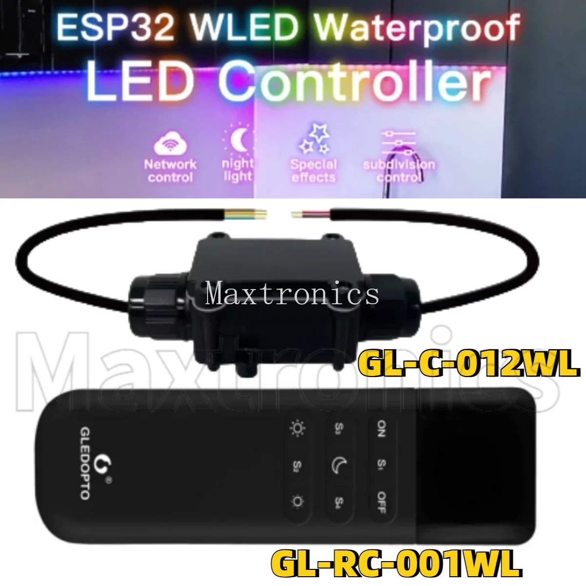 Контроллер GLEDOPTO ESP32 WLED GL-C-012WLRC-001WL IP65 Динамические светильники DC5-24V WiFi WS2811 WS2812 SK6812 WS2813 WS2815 Светодиодная лента (art.: 3920ce66ca501) - 3920ce66ca501