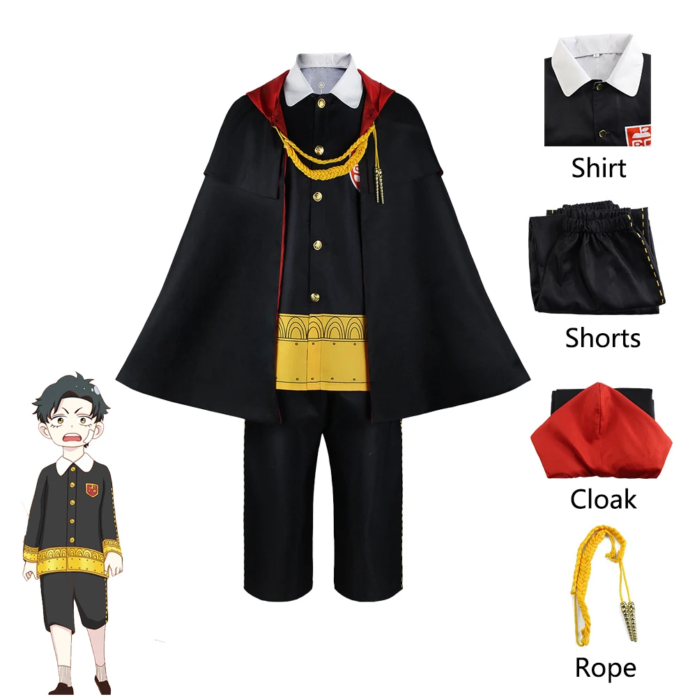 

Anime Spy X Family Cosplay Costume Damian Desmond Black Cloak Suit Halloween Party Clothes Cool Children Outfit Men Uniform