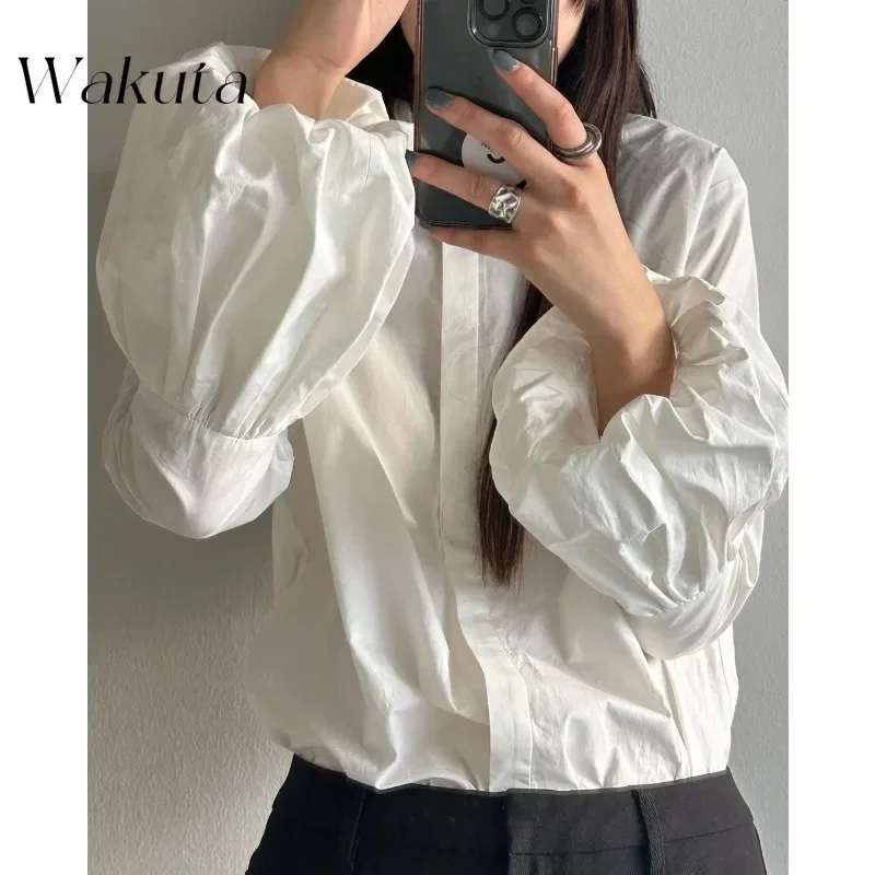 WAKUTA шикарная ретро ранняя осень японская французская романтическая рубашка с