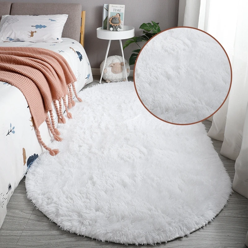 

White Shaggy Area Rug Long Hair Fluffy Carpet for Living Room Home Decor Kids Play Mat Sofa Bedroom Bedside Mat Balcony Carpets