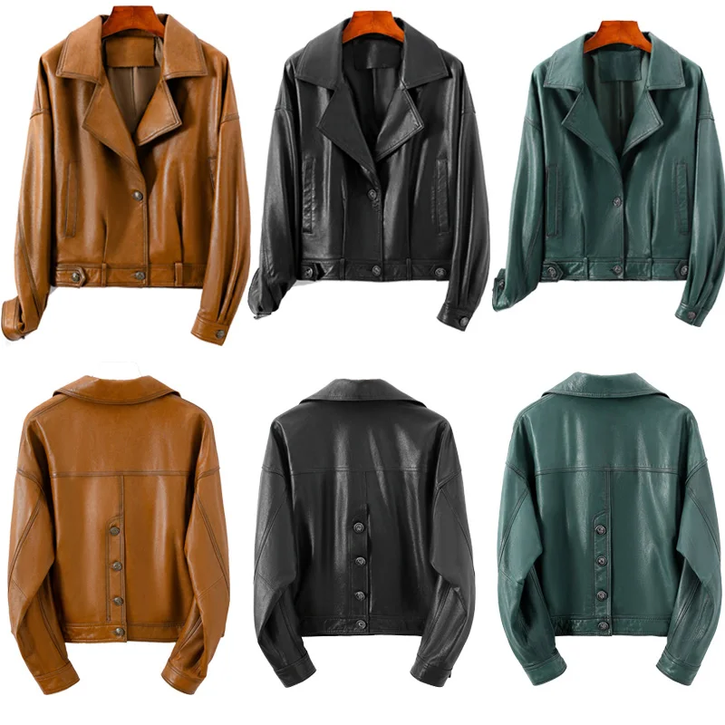 Lady Real Leather Jackets Windproof Motorcycle Leather Coat Genuine Sheepskin Biker Jackets 2022 New Fashion Streetwear GR3784