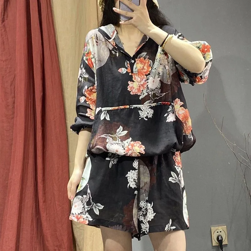 Костюм большого размера для снижения возраста женская летняя блузка с капюшоном