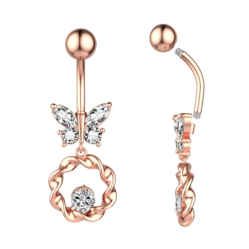 

Butterfly Flower Snake Dangle Drop Belly Button Ring Surgical Steel Barbell Belly button Navel Rings Women Body Piercing Jewelry