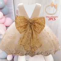toddler christening baby dresses sequins bow 1st birthday kids dress for girls infant party wedding dress ball gown girl clothes