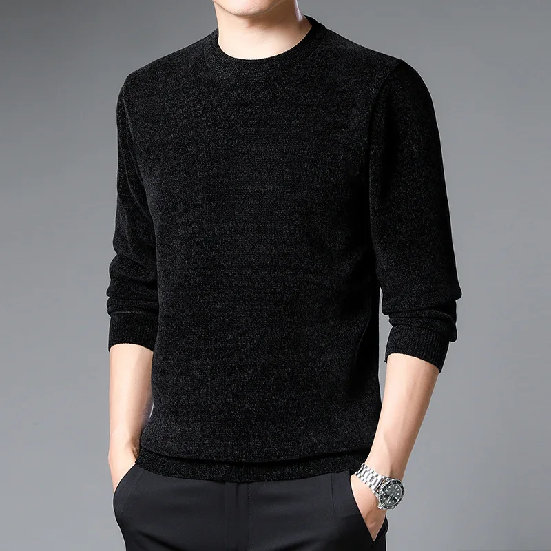 Autumn and Winter New Half Men's High Neck Sweater with Plush and Thickened Solid Color Fashion Mens Fashion Warm Top Underlay