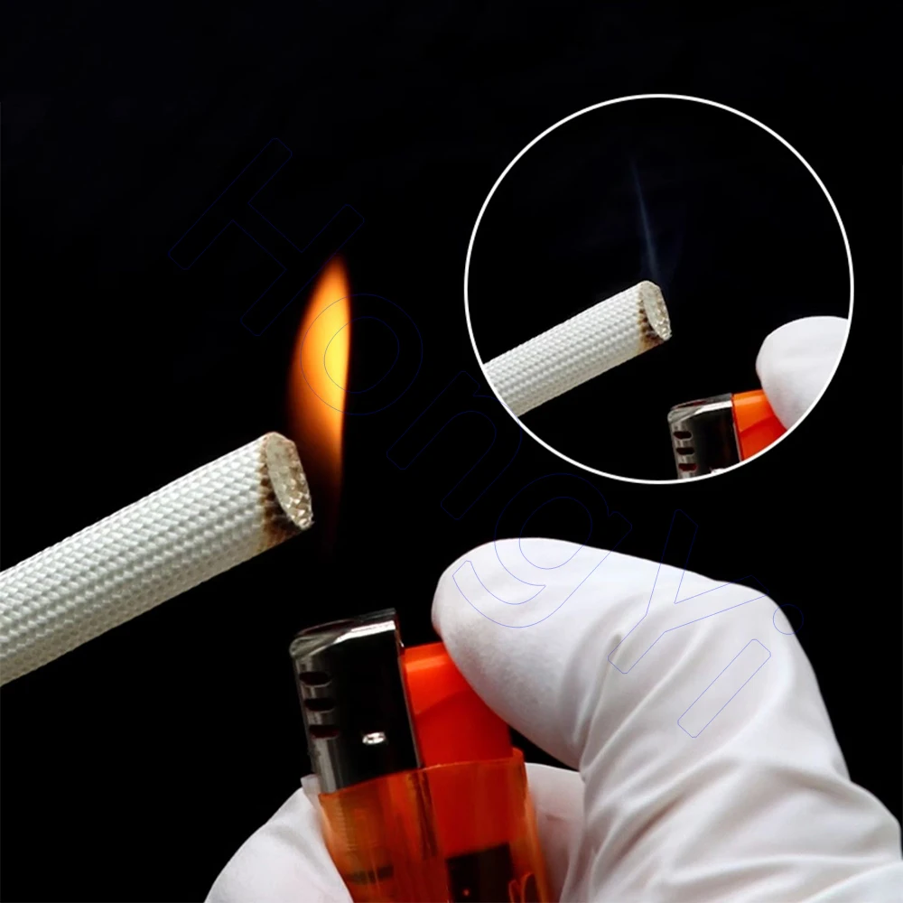 3 метра Ø1 мм-50 мм белый/черный плетеный рукав из стекловолокна 600 градусов C