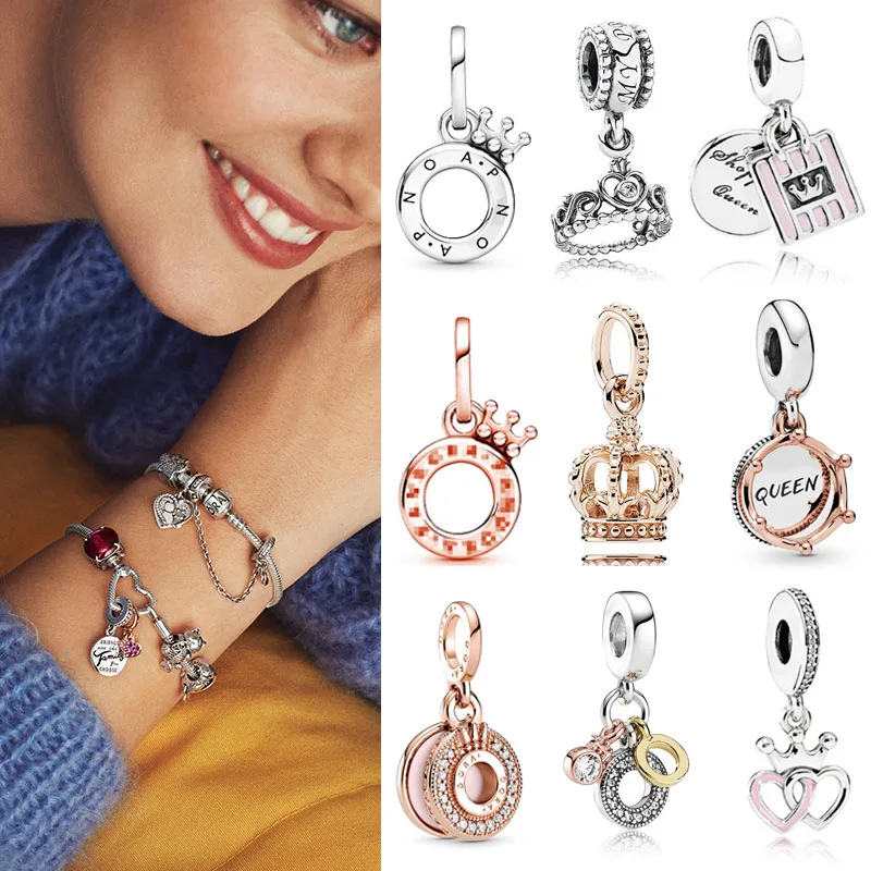 

100% 925 Sterling Silver Charm Silver Exquisite Crown Pendant Fit Pandora Women Bracelet & Necklace Diy Jewelry