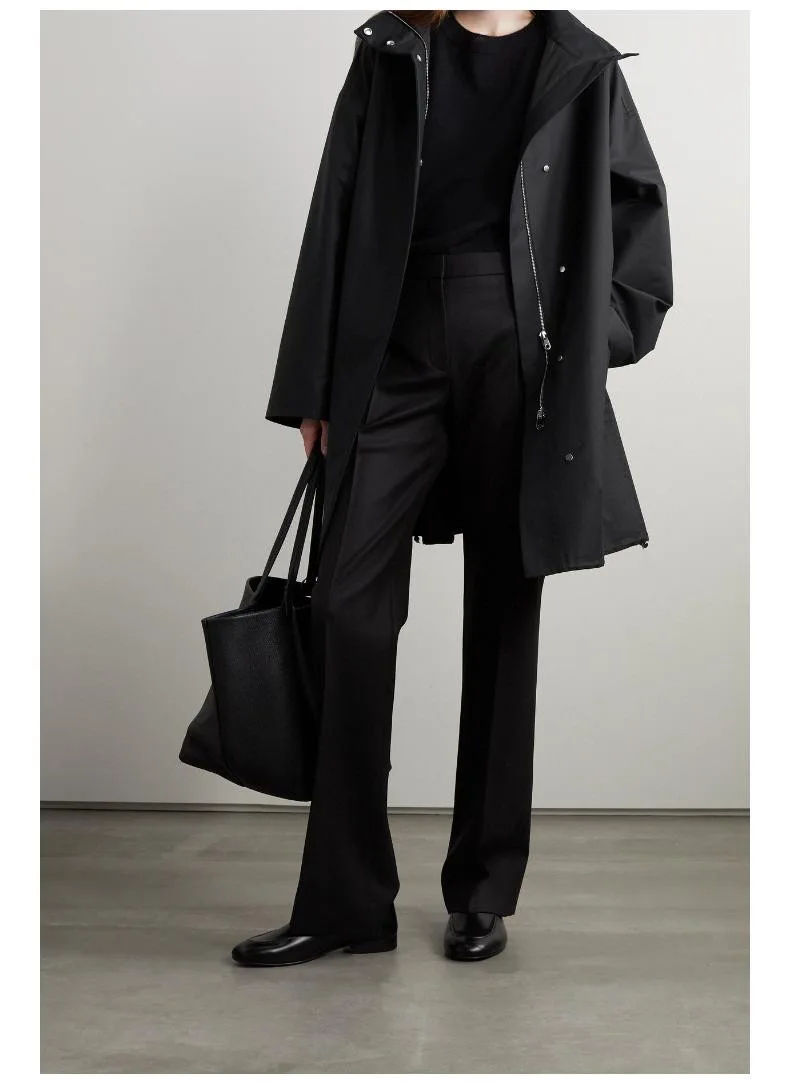 

Женское зимнее длинное пальто TheR0w *, Тренч, хлопковая длинная версия, толстовки с воротником-стойкой, классическое винтажное ветрозащитное пальто оверсайз