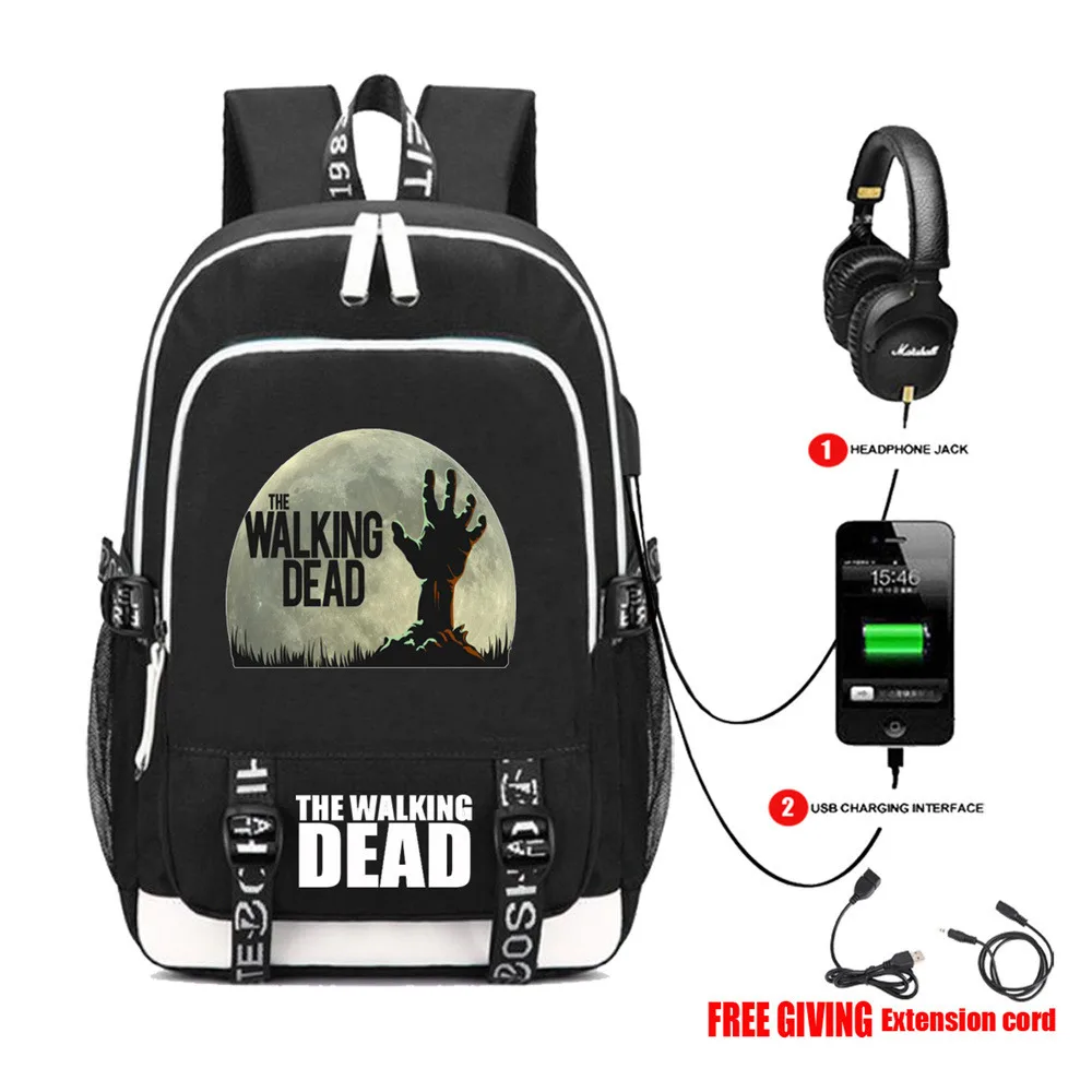 

The Walking Dead Backpack Oxford Cloth Breathable Leisure Print With Charging Teenager Large Capacity Outdoor Travel Laptop Bag