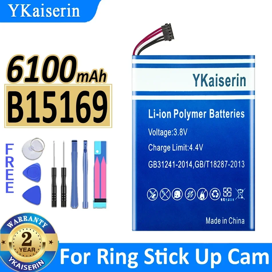 6100mAh YKaiserin Battery B15169 For Ring Stick Up Cam Home Security Camera Bateria
