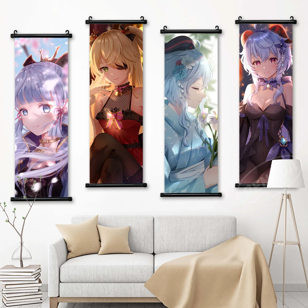 

Домашний декор Genshin ударные принты Барбара Gunnhildr стена художественный постер картина Kamisato Ayaka фотографии свиток подвесные Фотообои