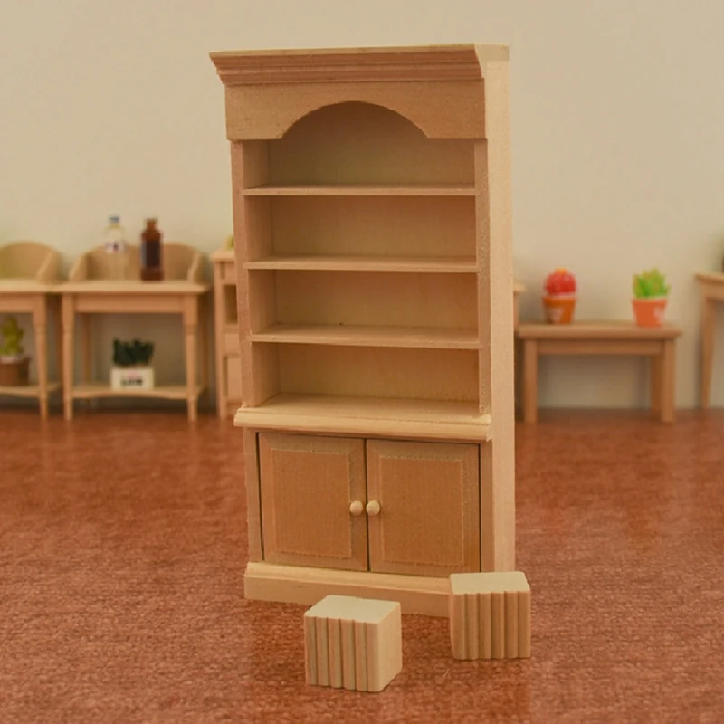 

1/12 миниатюрный деревянный книжный шкаф с ящиками для кукольного домика, модель для украшения кукольного домика, аксессуары