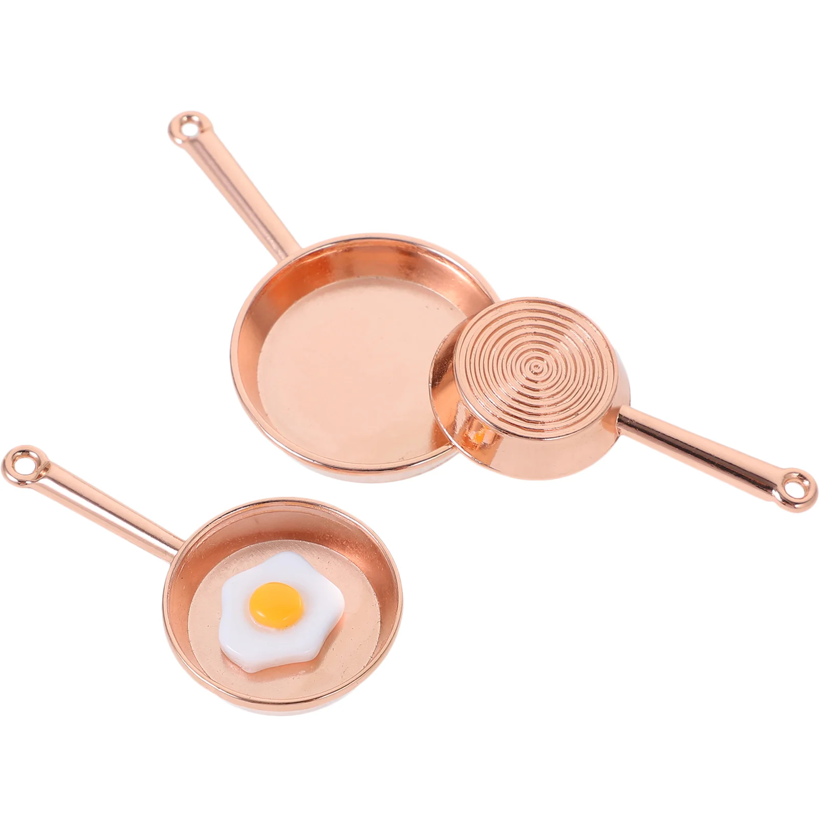 

1 Set Miniature Pots Adornments Mini Kitchenware Fried Egg Mini Scene Model