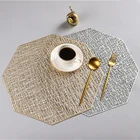 Восьмиугольная подставка для напитков из ПВХ, золотистая, серебристая, каминная доска, индивидуальный геометрический цветочный дизайн, кухонные аксессуары