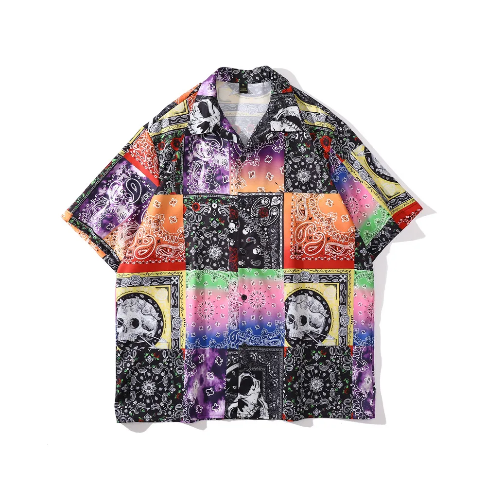 

OSCN7 Casual Printed Short Sleeve Shirt Men Street 2022 Hawaii Beach Oversize Women Fashion Harujuku Shirts for Men 178