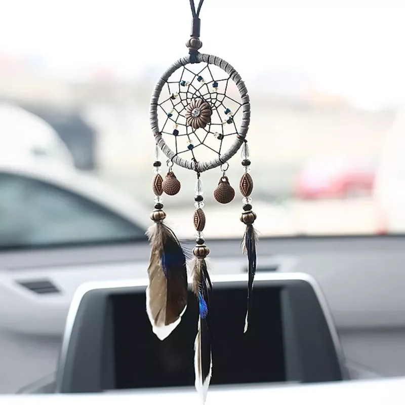 

Mini Home Decoration Retro Feather Dream net Catcher Feathers Wall Hanging Dream Net Weaving Decor Gifts for Car Room Decor