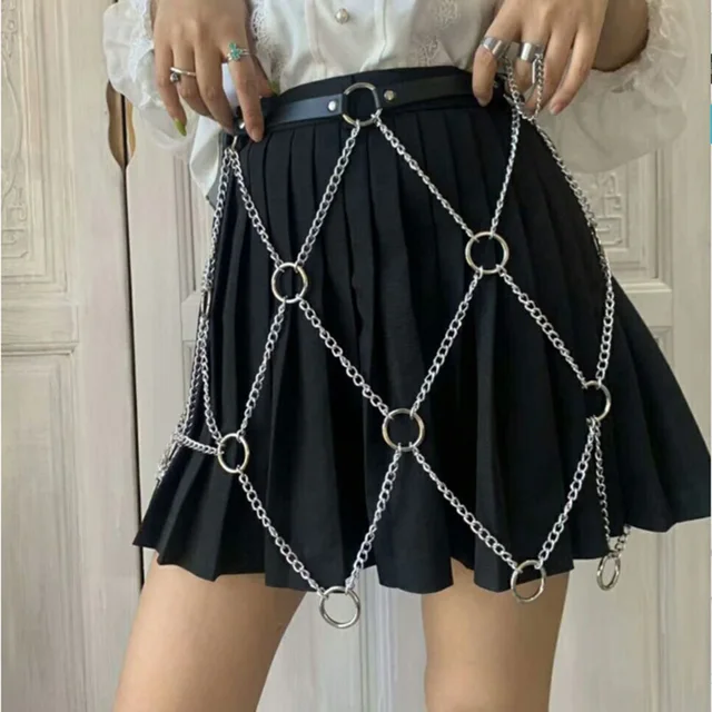 1pc Sexy Body Waist Chain Gothic Punk Leather Harness Jewelry Belt Layered Belly Chain for Women Festival Rave Party Accessories 1