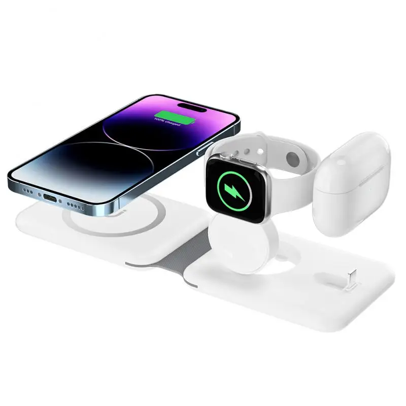 

For Apple Watch Airpods Wireless Charger Pad Stand Magnetic Folding 15w Fast Mobile Phone Watch Headset Charger Universal