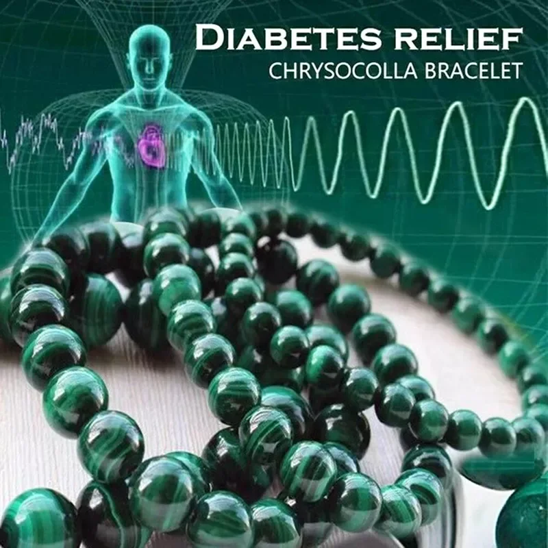

Natural Malachite Stone Bracelet Women Men Beaded Bracelet Functional Diabetes Relief Chain Bracelet Jewelry 6/8/10mm Beads