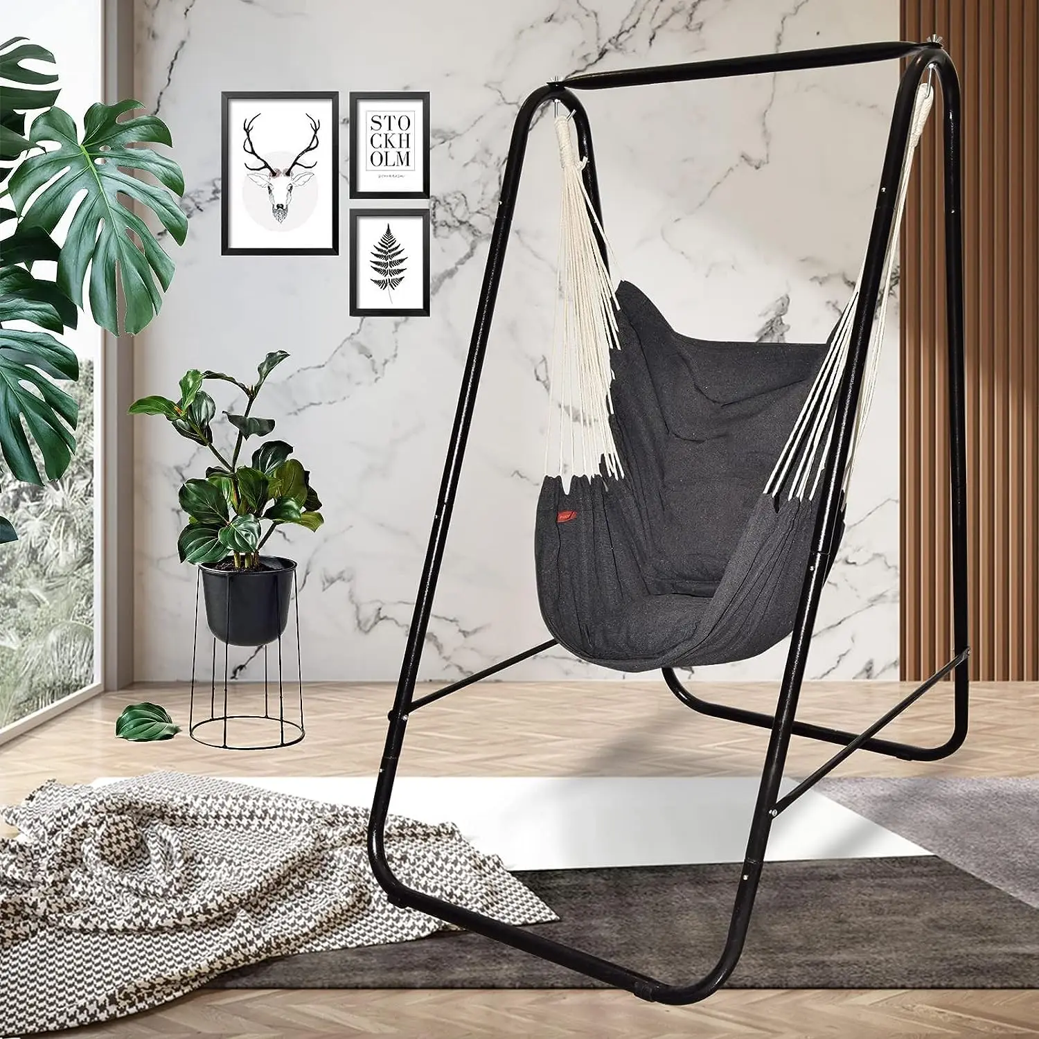 With Stand -  Heavy Duty Hammock Chair Stand With Hanging Sw