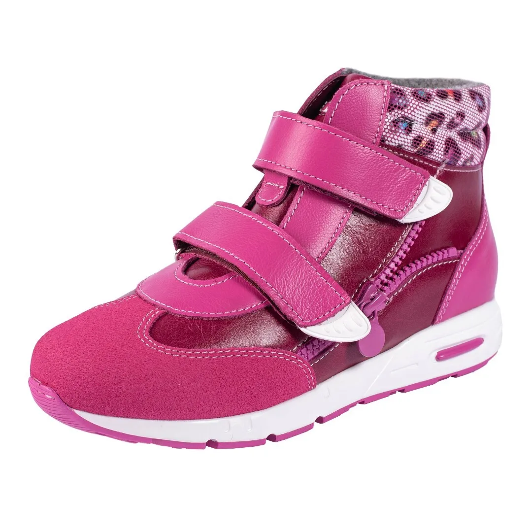 251-921 Ботинки для девочки осенние розовые на байке |