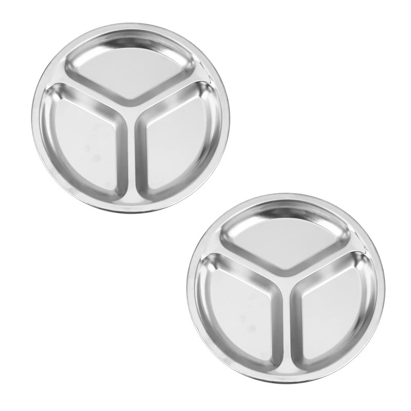 

2 шт., круглая обеденная тарелка из нержавеющей стали, диаметр 24 см