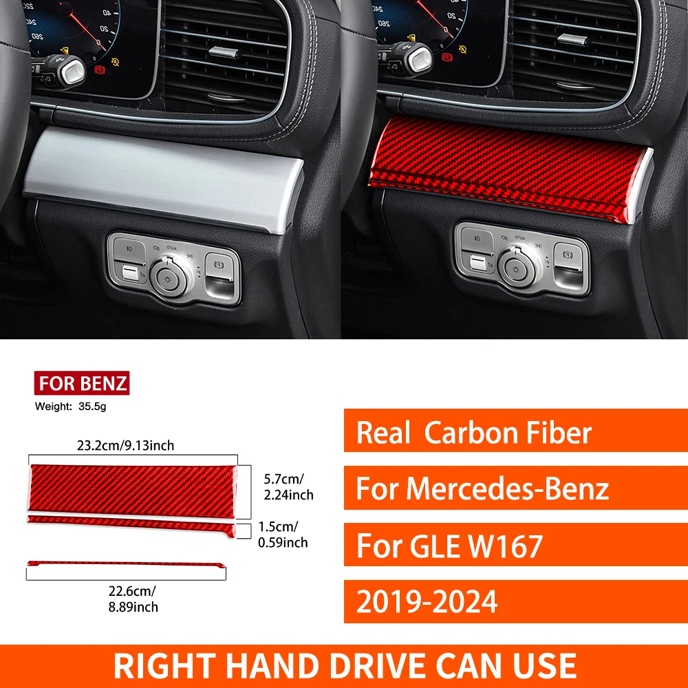 

Для Mercedes-Benz GLE W167 2019-2024 наклейка из настоящего углеродного волокна, крышка приборной панели водителя, автомобильные аксессуары, декоративные интерьерные аксессуары