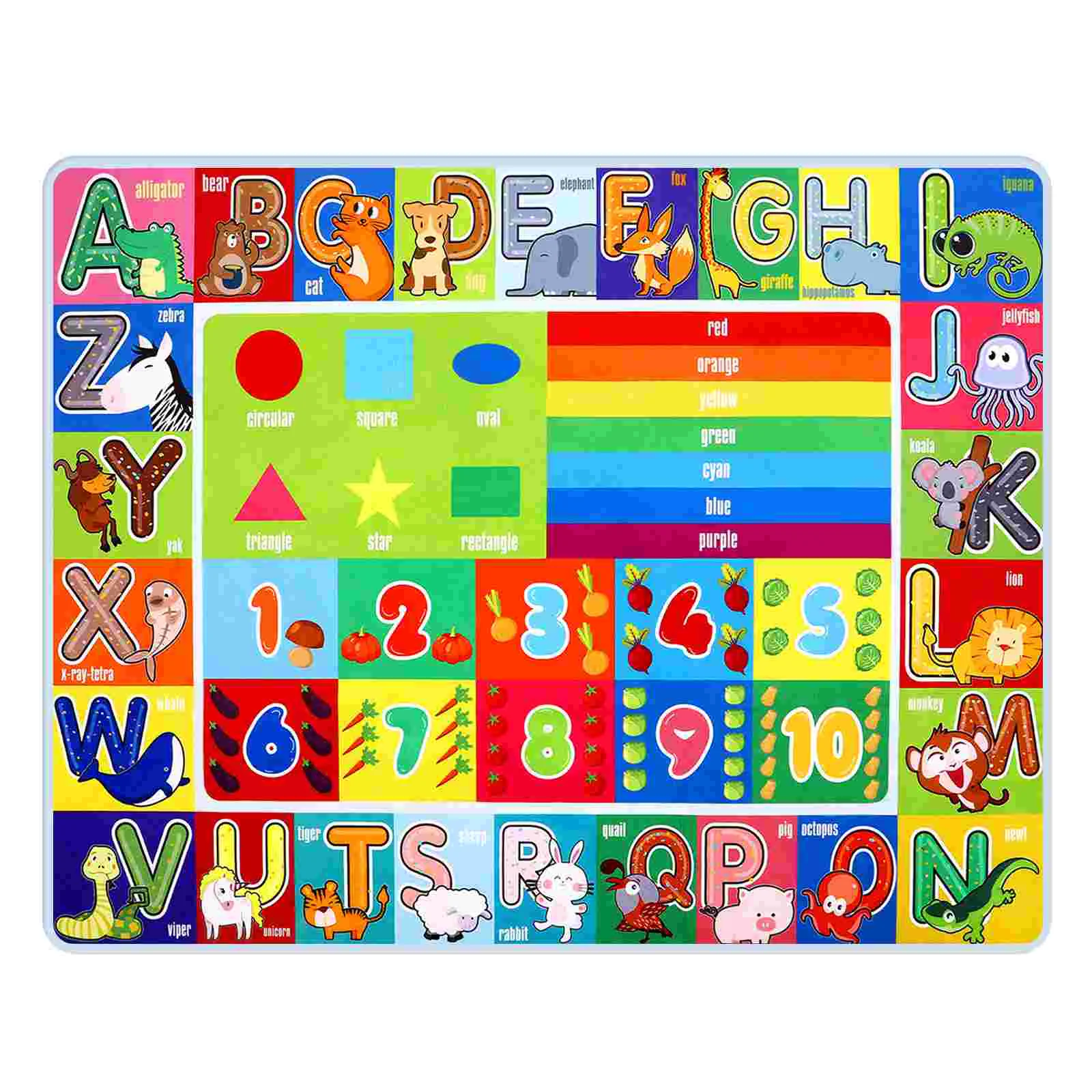 

Playtime ABC Baby Playmat Numbers and Shapes Educational Area Rug for Kids and Children Bedrooms and Playroom