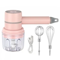 usb 2 in 1 wireless electric garlic chopper masher whisk egg beater 3 speed control with 2 mixing rods kitchen handheld frother