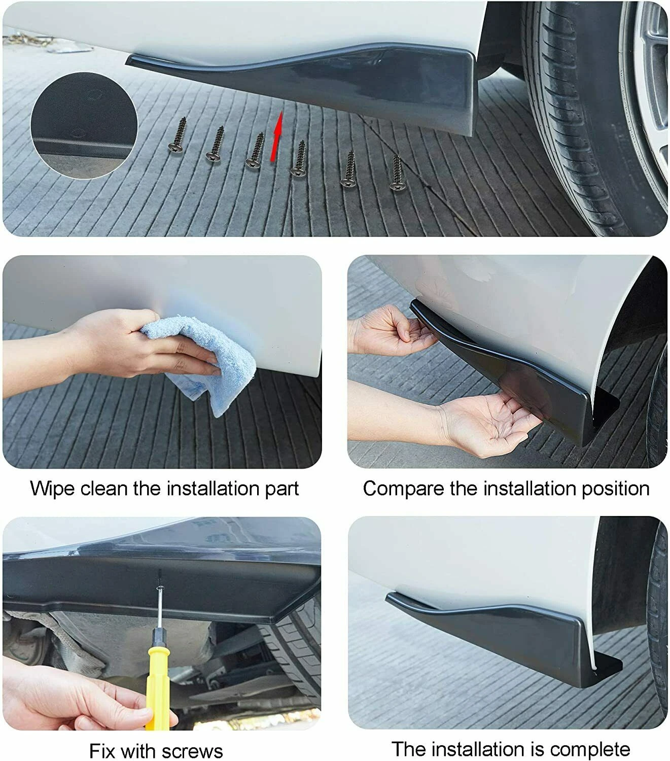 W176 48 см Передняя боковая юбка и задний бампер разветвители для Mercedes Benz W205 W204 W203 W211