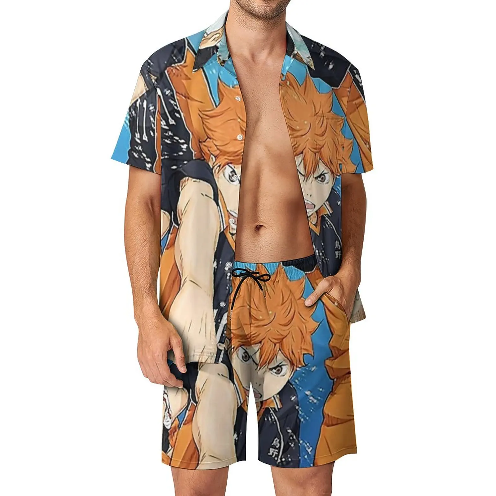 

Miya Atsumu Men Sets Trending Anime Haikyu Casual Shorts Beach Shirt Set Hawaii Graphic Suit Short-Sleeve Big Size Clothing
