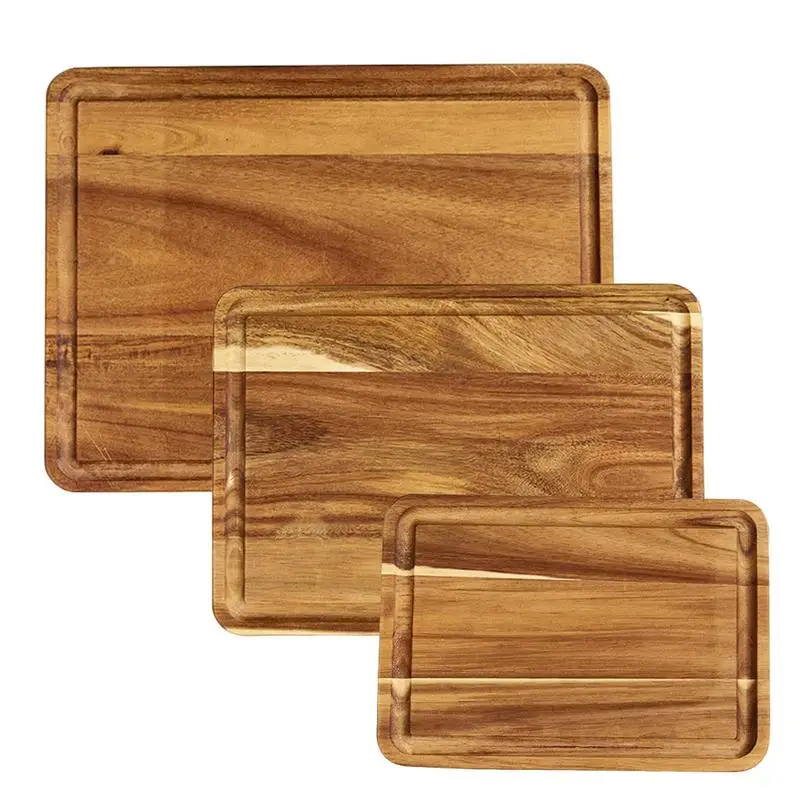 Kitchen Wooden Cutting Boards With Juice Grooves Butcher Chopping Block Grinding Cutting Board Tray For Meat Vegetables Cheeses
