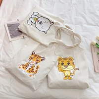 new cute cartoon canvas bag supermarket shopping bag handbags casual fashion totes literary books bag reusable shoulder bag