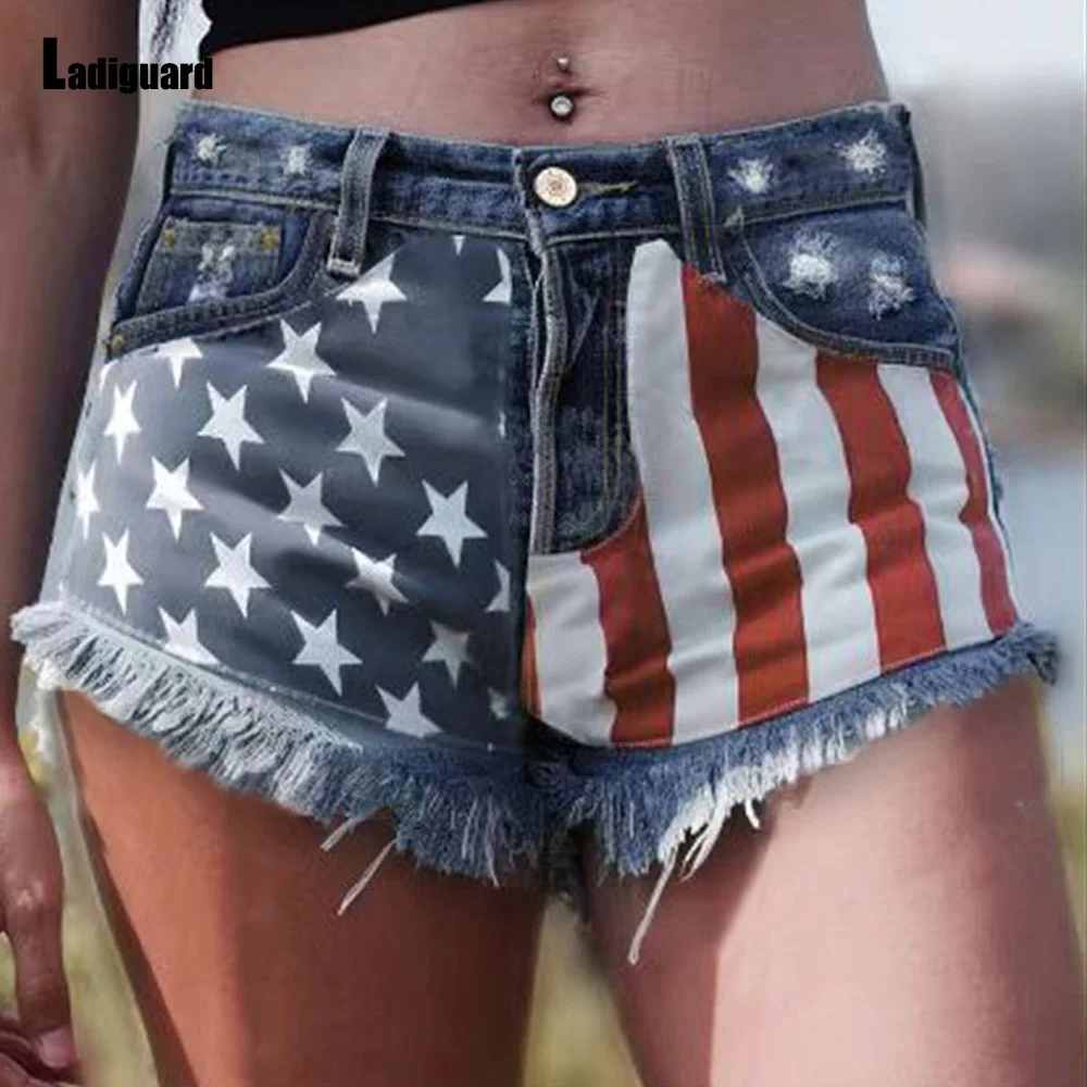 Ladiguard 2023 New Sexy Ripped Denim Shorts Women Patchwork Leopard Short Jeans Ladies Vintage Fashion Pockets Zipper Hotpants